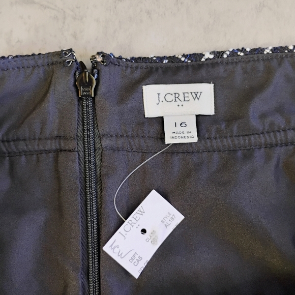 J Crew Tweed Pencil Skirt Black White Blue Career Wear Office Plus Size 16 - Picture 4 of 9